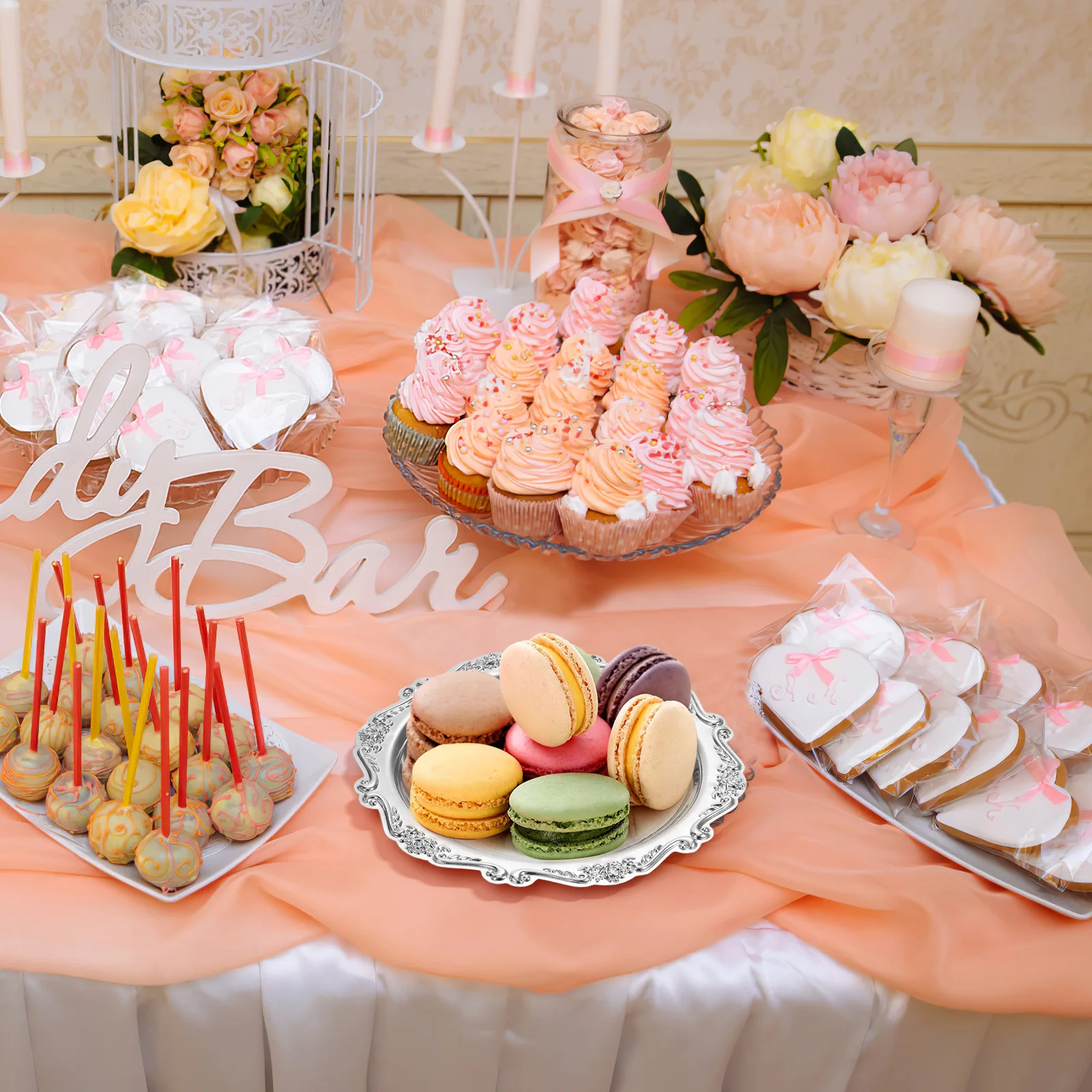 

Elegant Wrought Iron Dessert Serving Plate Sturdy Snack Fruit Salad Tray For Party Home Coffee Table Display Platter Serveware