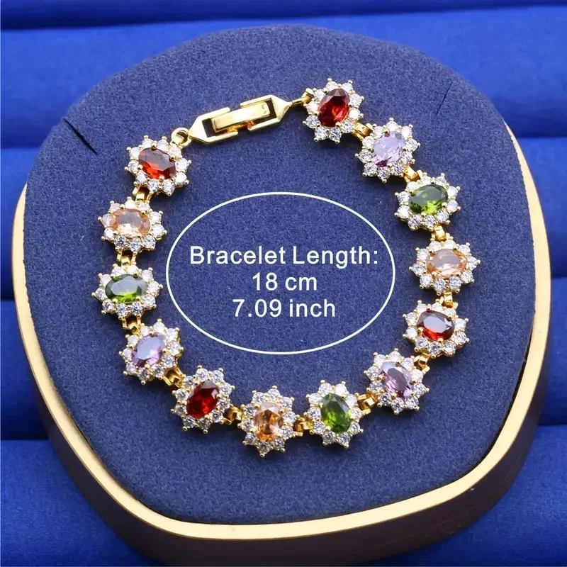 Elegantes Armband im Boho-Stil mit mehrfarbigen Steinen, 18 Karat vergoldeter Zirkonia-Schmuck für Damen – vielseitig einsetzbar für den täglichen Gebrauch und als Geschenk – Detail 3