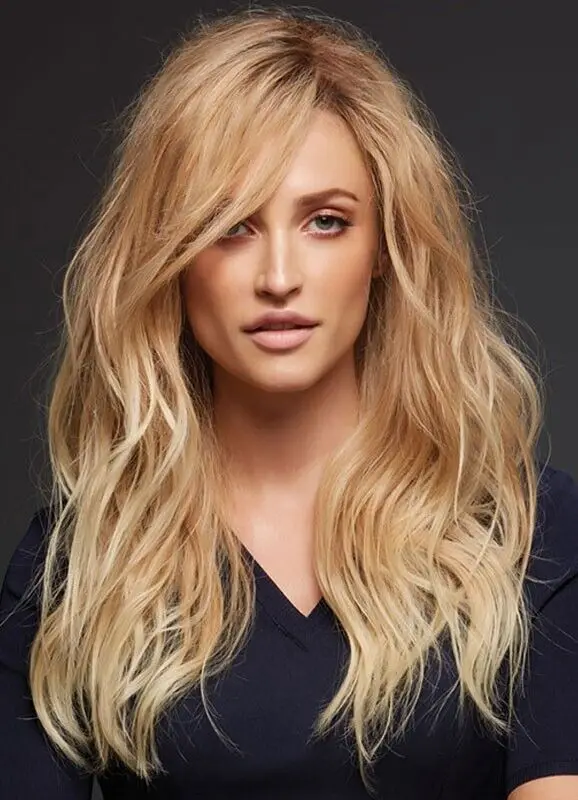 Hair New Women's Long Natural Golden Blond Wavy Full Wig 24 Inch