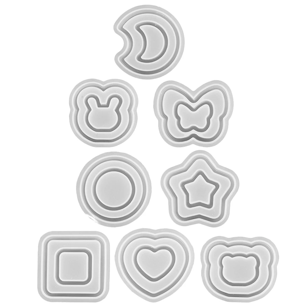 

8 Pcs Silicone Mold Keychain Making Crafts Jewelry Tools Resin Casting Diy Pendant Flexible Epoxy Accessories Creative