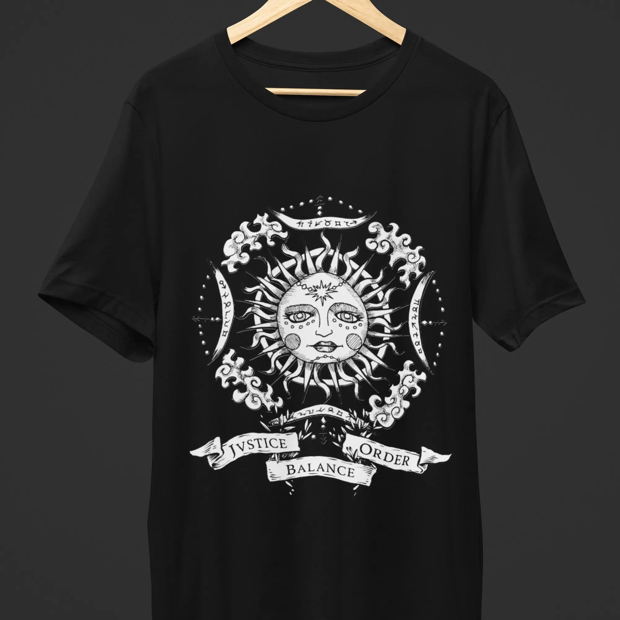 Jvstice Balance Order T Shirt Modern Mystic Occult Sun Moon Witchy Wiccan Alt Clothes Dark Academia