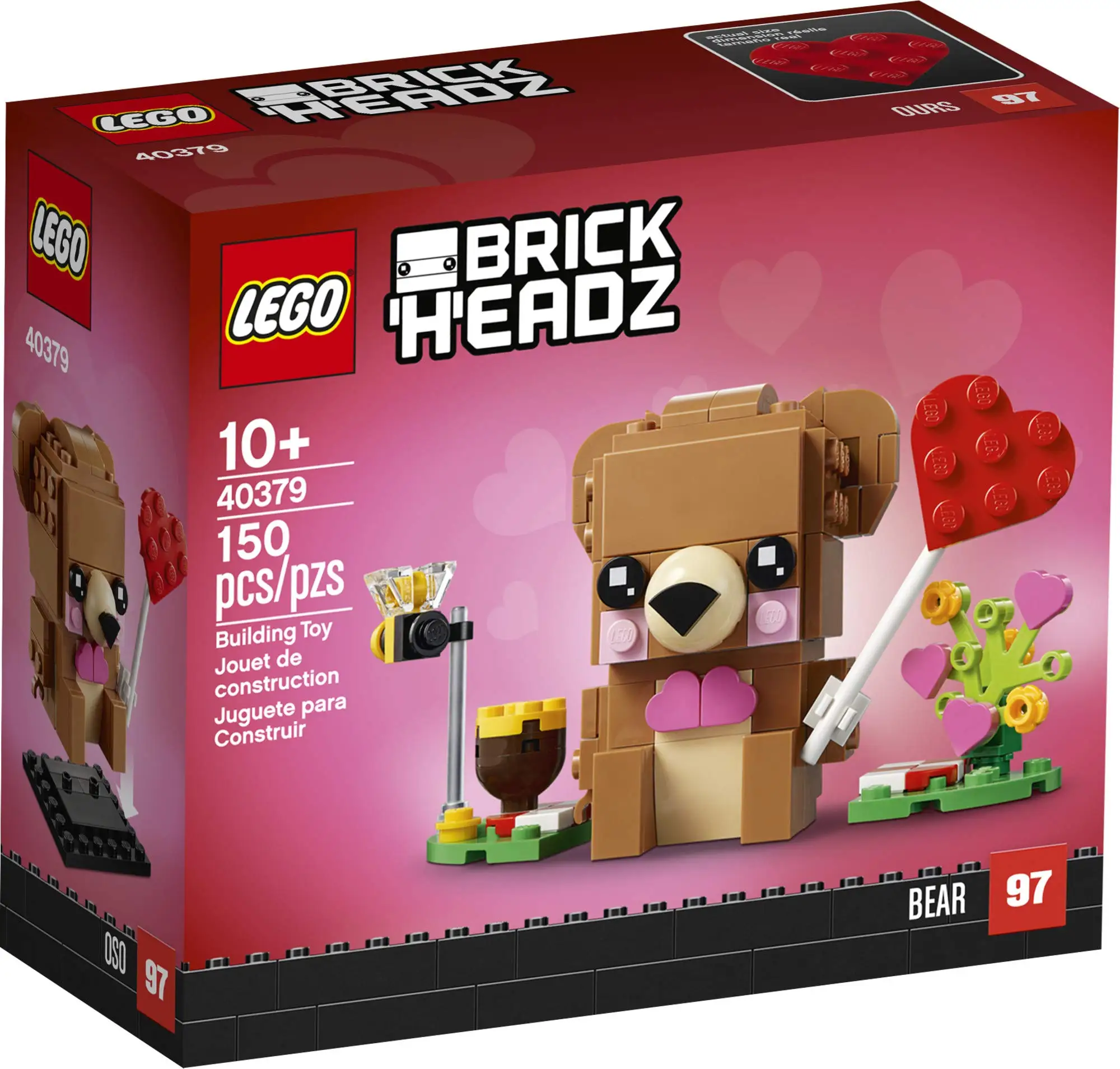 LEGO & BrickHeadz Valentine\'s Bear Children Building Blocks Toys Gift 40379 (150 Pieces)