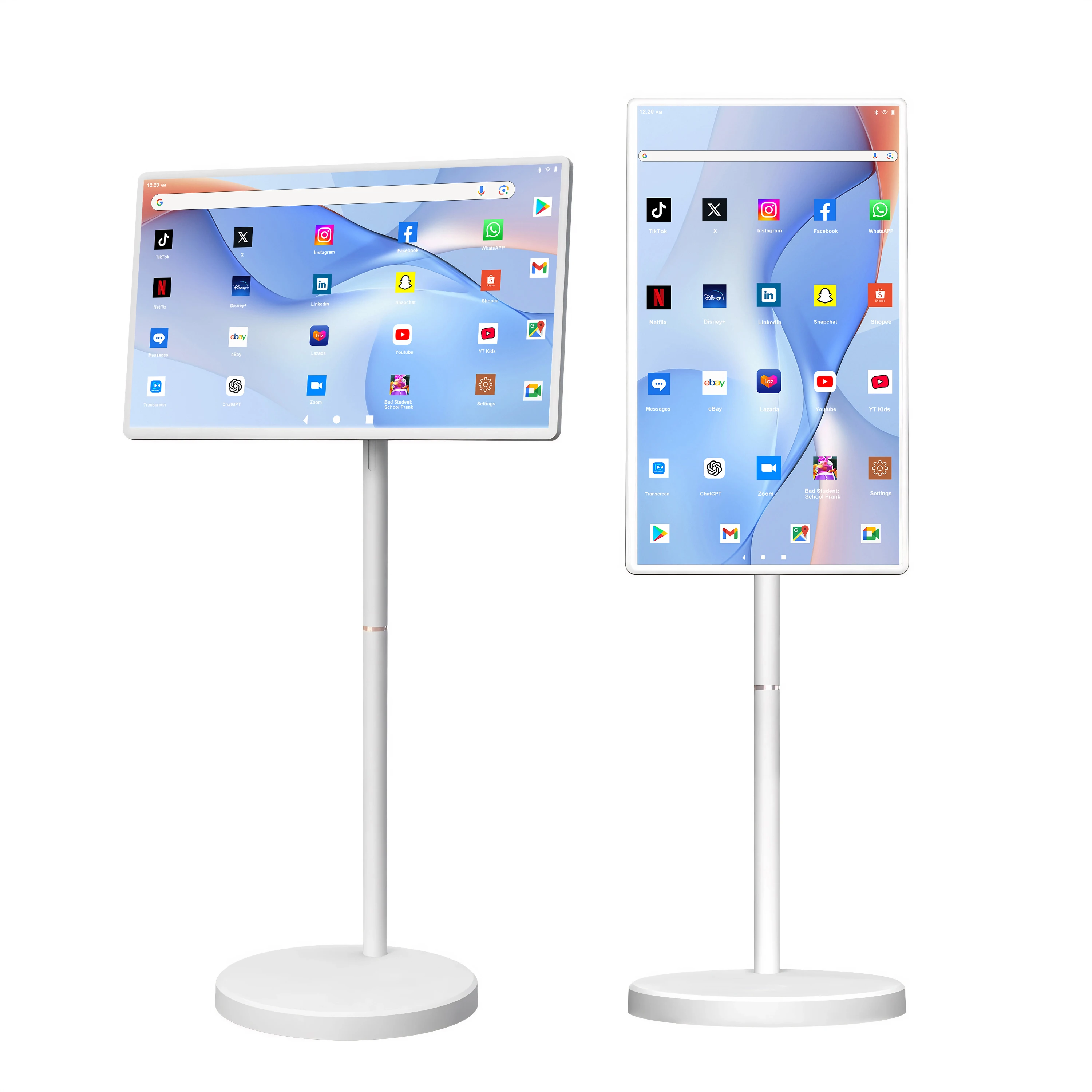 32 Inch Rotatable Smart Portable Tv with Android 12 Magnetic Camera Lcd Display on Wheels Advertising Screen for Home