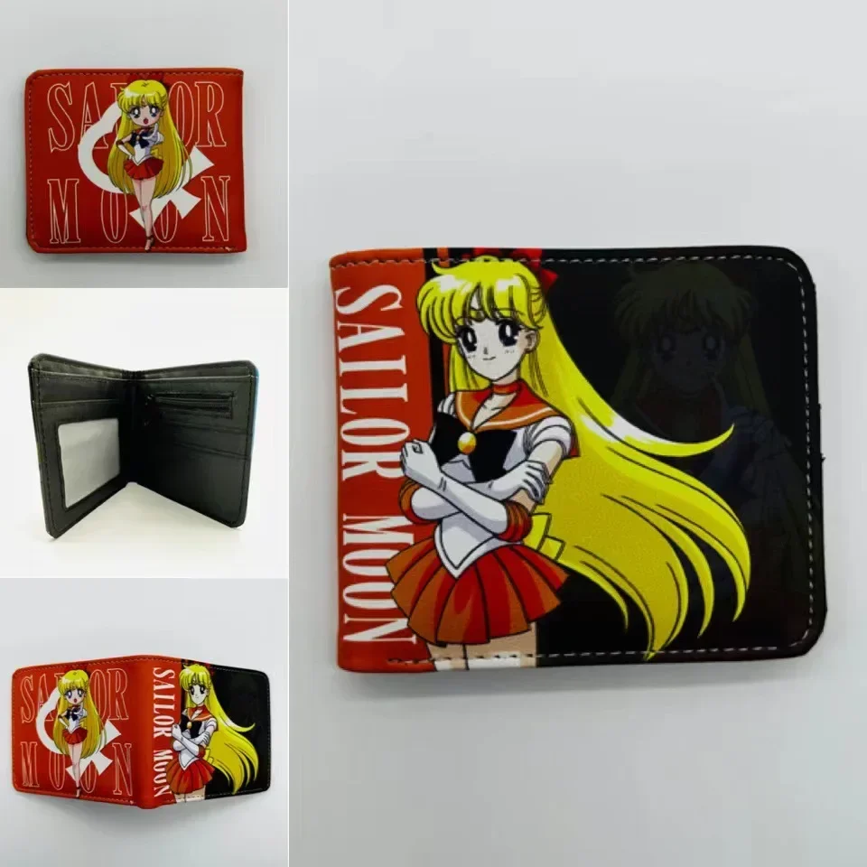 

Sailor Moon Anime Cartoon Cosplay Wallet Figure Luna Print Double Fold Coin Purse Card Holder Women Short Wallet Girl Kid Gift