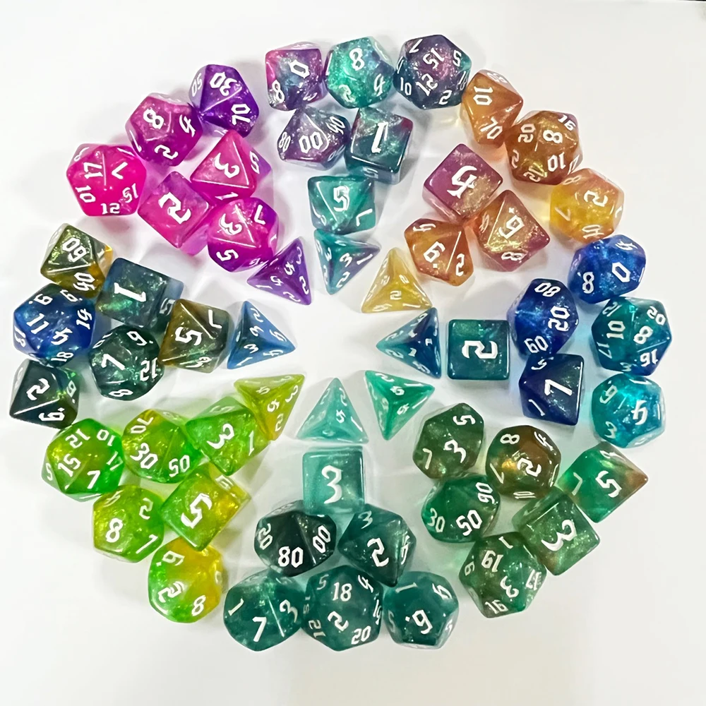 Multicolour Dice 7Pcs/Set Color Polyhedral RPG DND Role Playing Dragons Board Game Multiple Dice with Bags