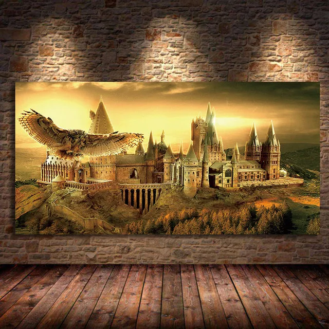 Harries Magic Stone Candlelight ,Hogwartses School of Witchcraft  Owl Poster Canvas Painting Wall Art Picture Kids Room Decor