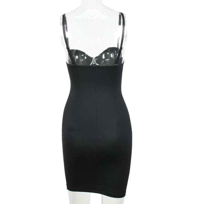 Frauen Stretch Gerade Kleid Mit Bügel Tasse Einfache Sexy Kleider Spaghetti Strap Rohr Bodycon einteiliges Bleistift Unterkleid – Detail 14