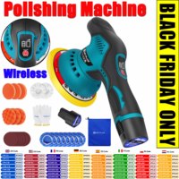 DayPlus Car Polisher Buffer Machine Cordless 8-Speed Electric Polisher Kit, 2pcs 12V Battery, 125mm Base for Polishing Sanding