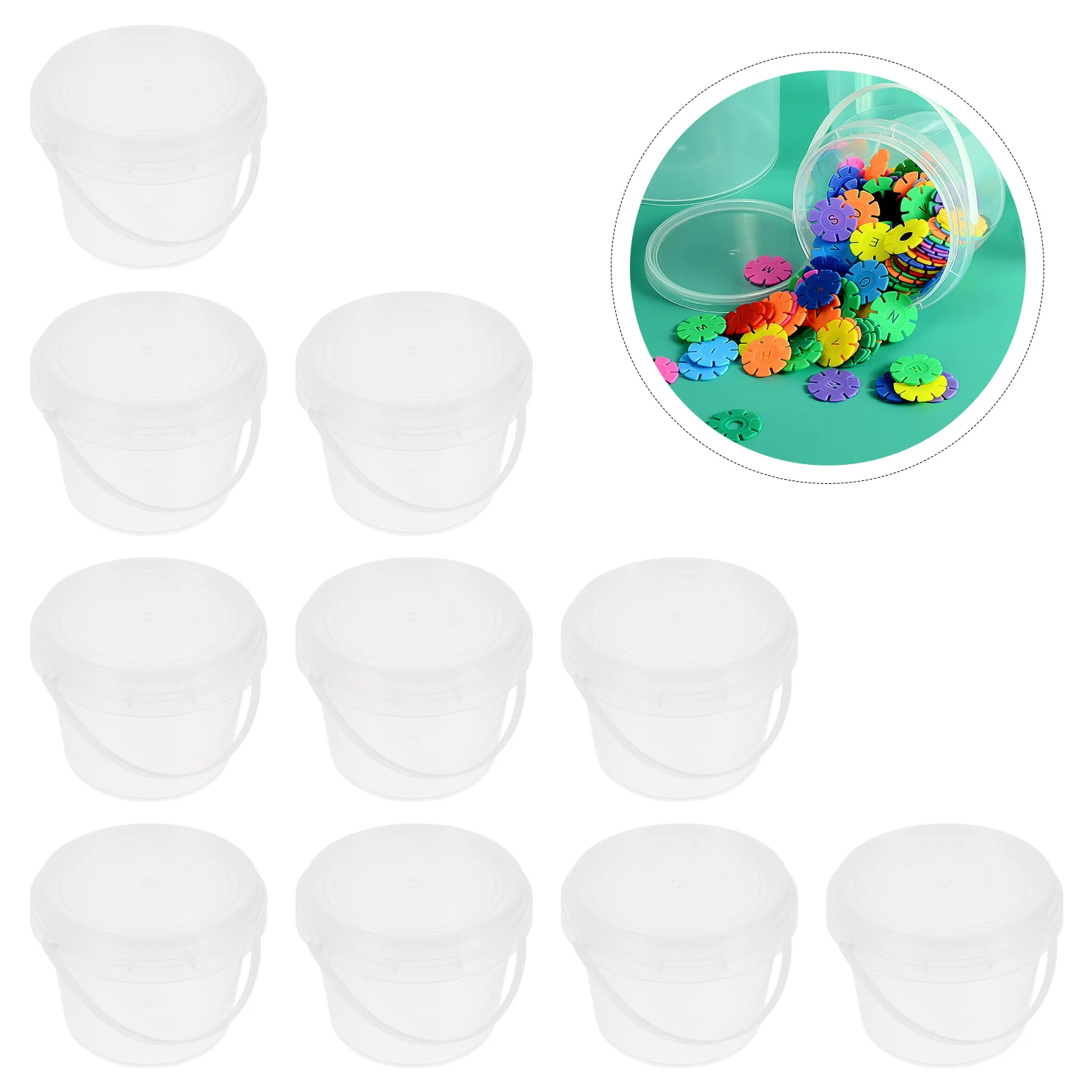 

10pcs Storage Bucket Clear Pp Material Leak-Proof Thickened Handheld Container For Food Fruit Milk Tea Dessert Transparent