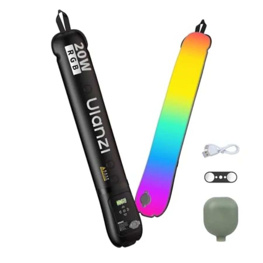 

RGB Tube Light, 20W Inflatable LED Fill Light for Video Recording and Photo Photography, 1800K 10000K CRI95 2500mAh Cordless Ma