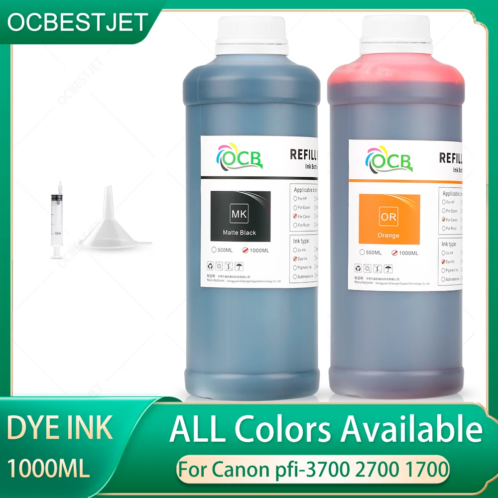 1000ml For Canon PFI 1700 2700 3700 1000ML Dye Ink PFI-57 PFI 2700 3700 PFI-1000 PRO-520 540 540s 560s 2000 4000 PRO-6000 6100
