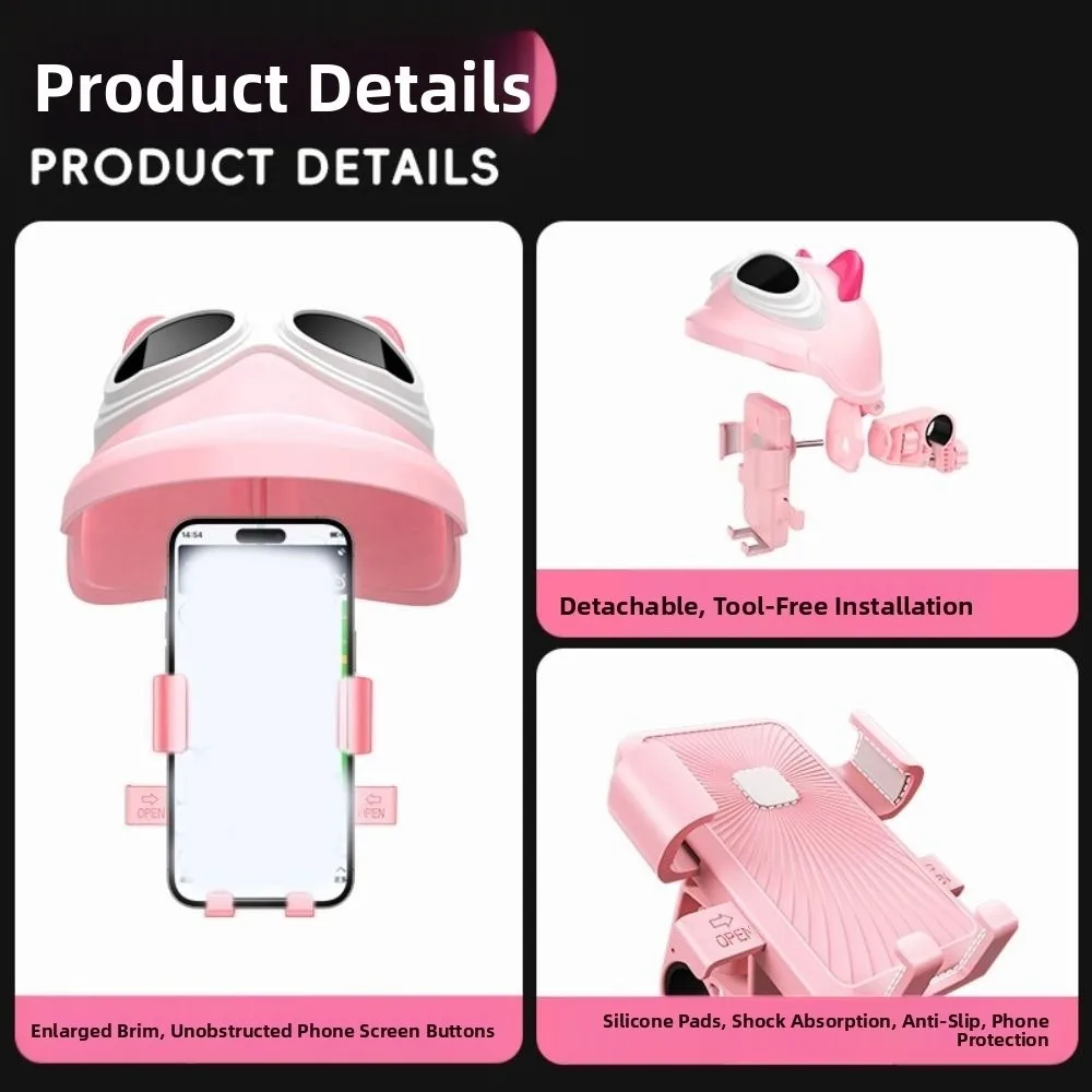 Mobile Phone Holder Universal Small Helmet Phone Stand With Sun Visor Waterproof Bracket Sunshade Hat