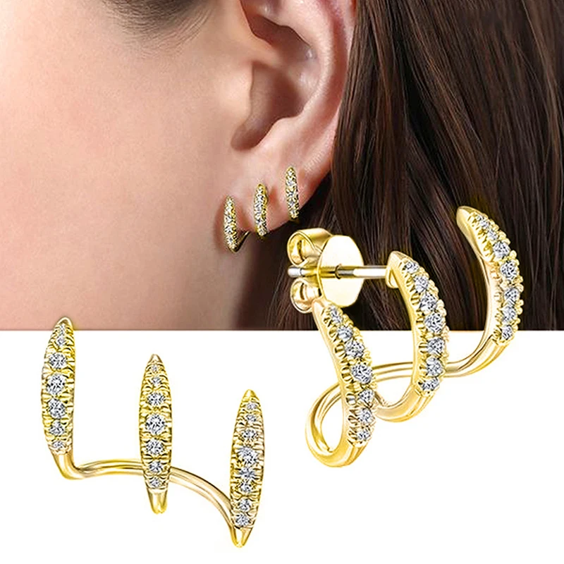 Hot Sale Gold Color Claws Stud Earrings Dazzling Ear Piercing Accessories Party Earrings For Women