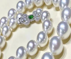 Natural Pearl Necklace AAAA Grade 9-10mm South Sea White Pearl Necklace 925s/16-24 inch