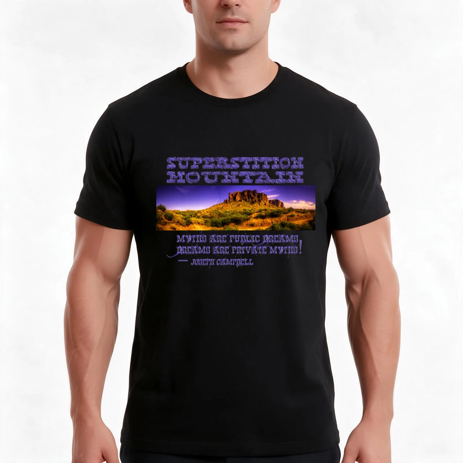 Superstition Mountain T-Shirt, Summer Casual Cotton Tee, Oversized Streetwear Tops, Vintage Graphic Print, Unisex Men Women