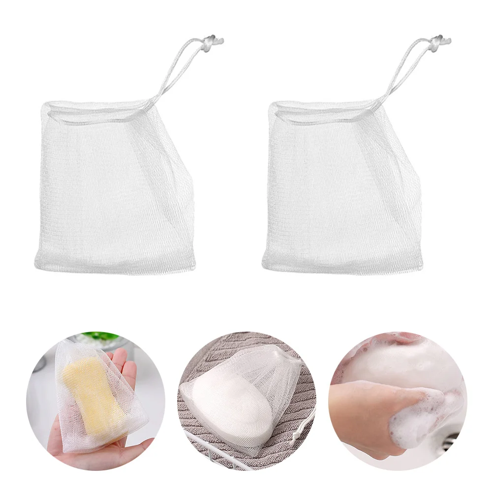 30Pcs Household Soap Nets Multi-Function Mesh Pouches for Bathing Portable Travel White Soap Bag Mesh Storage Bag