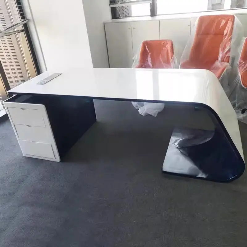 Unique Designer Office Desk คอมพิวเตอร์ Gaming Work Conference Office Desk Boss การอ่านที่ผิดปกติ Vintage Wooden Bureau Furniture