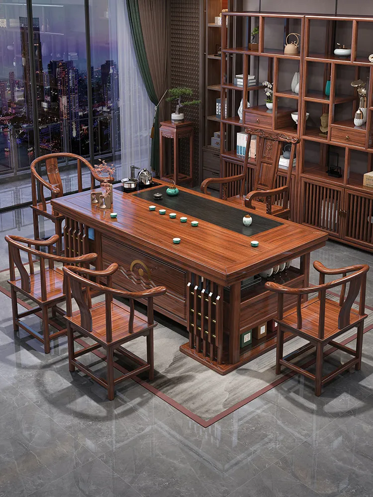 CX solid wood tea table and chair combination office, modern home kung fu integrated new Chinese tea table