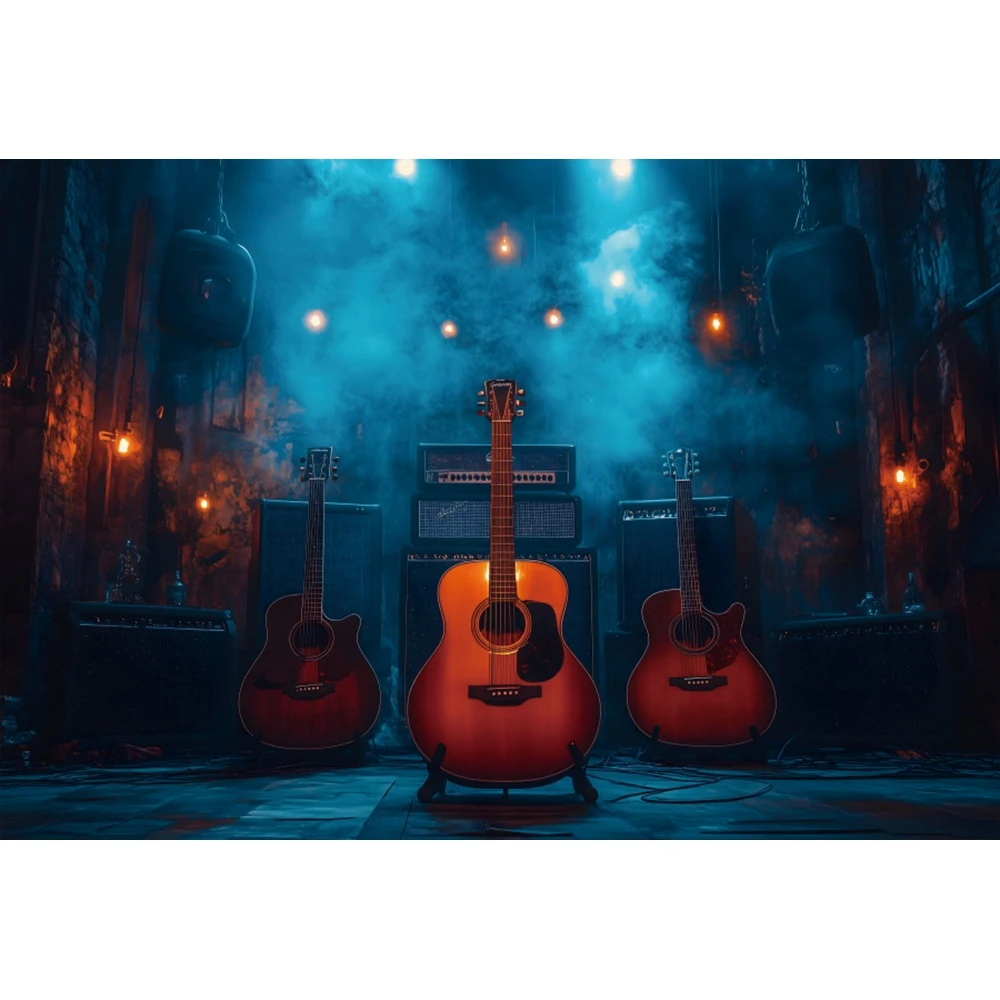 Rock Music Party Photography Backdrop Spotlight Guitar Adult Birthday Portrait Photographic Background Photo Studio Photocall