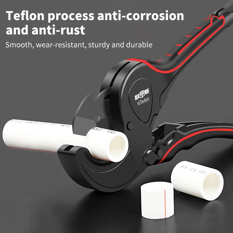 Heavy Duty Aluminum Alloy Pipe Cutter 32-63mm Ratchet Scissors Tube Cutte Self-Locking Blade Replaceable Plumbing Hardware tool