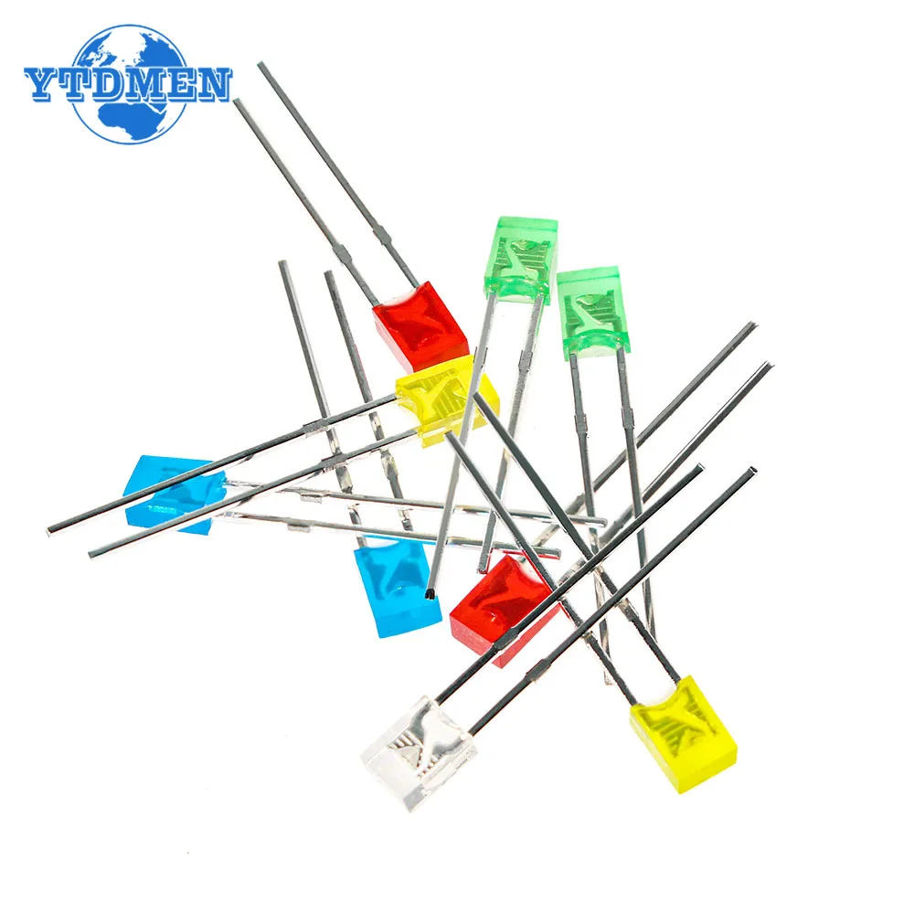 100PCS LEDs kit 2*3*4mm Square LED Diode Combination Package White Green Red Blue Yellow 5 color Led Lights Diodes kit