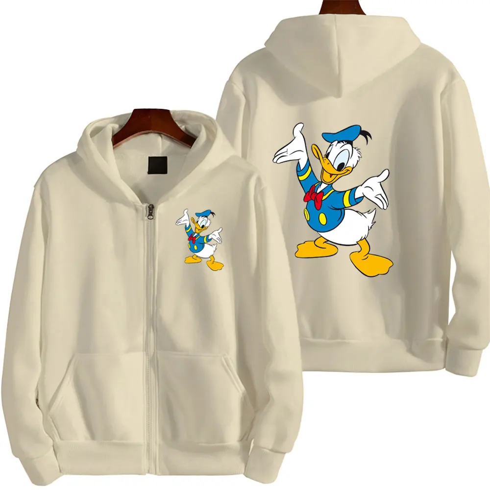 Oversized Hoodies & Sweatshirts Moodwear Disney Donald Duck Winter Jackets Zip-Up Hoodies Y2K Apparel Kawaii Streetwear Outerwea