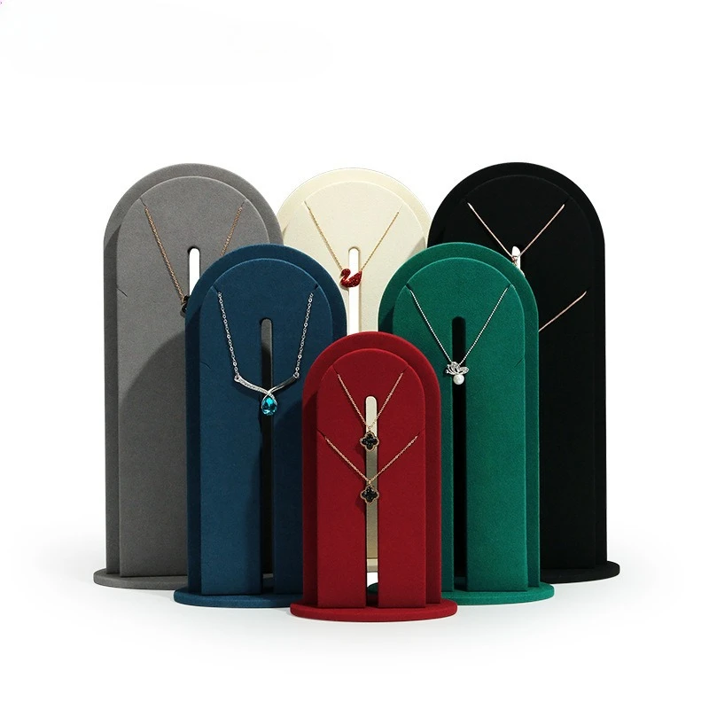 

New Microfiber Arched Pendant Display Stand Counter Vertical Necklace Window Necklace Display Stand Spot