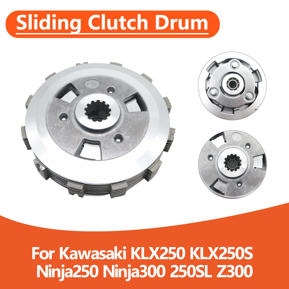 

For Kawasaki KLX250 KLX250S Ninja250 Ninja300 250SL Z300 Motorcycle Engine Clutch Assembly Disc Plate Kit Sliding Clutch Drum