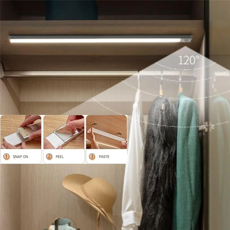 

SYW-Motion Sensor Cabinet Light(2PCS), 16 Inch USB Rechargeable 80 LED Night Lights For Kitchen, Bedroom, Wardrobe, Garage