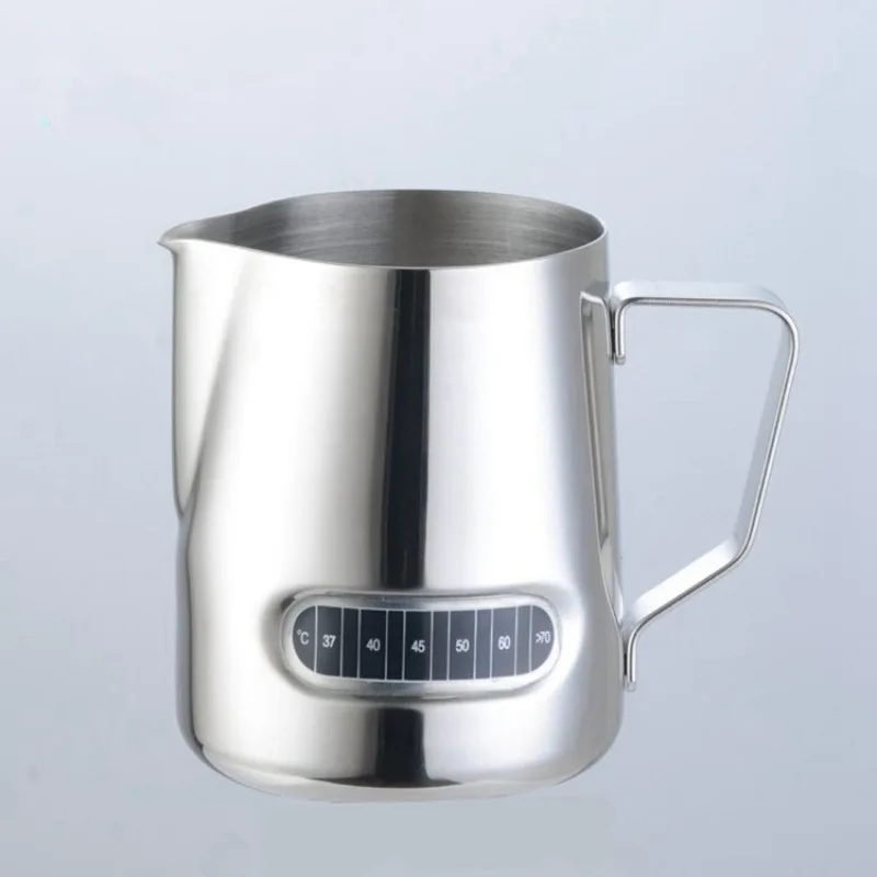 350/950ml Stainless Steel Foaming Jar With Thermometer Indicator Milk Jug With Graduated Barista Coffee Latte Pull Cup Milk Jug