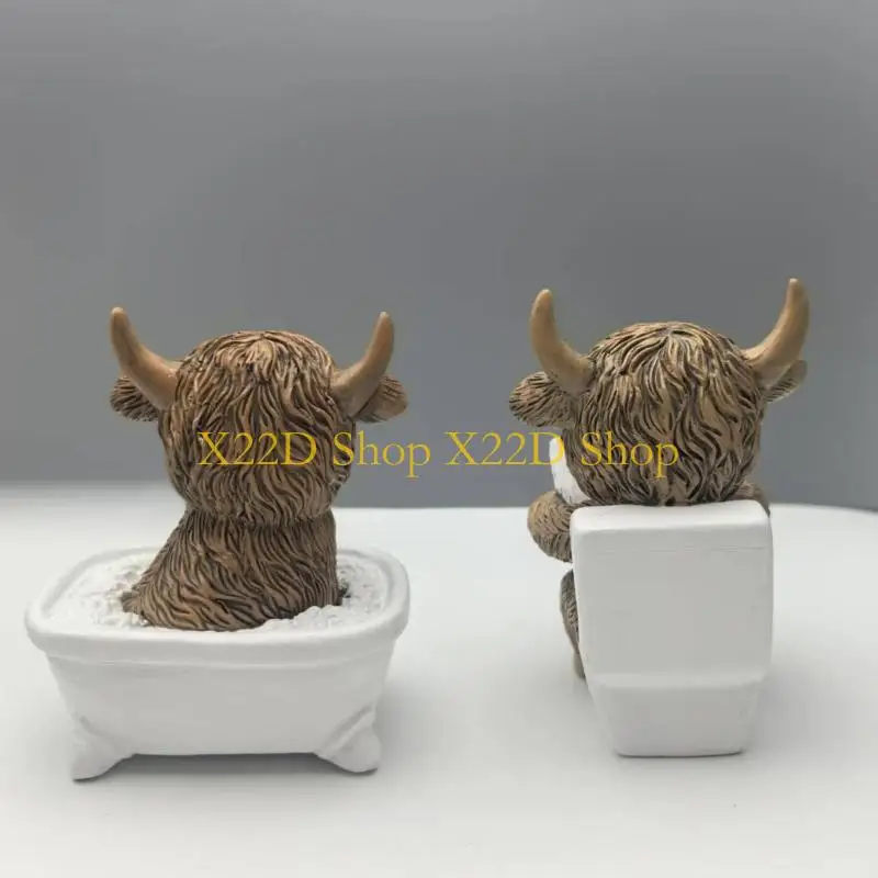 X22D Resin Cow Toilet Sculpture Bathroom Humor Decors Durability Family Friendly Accent