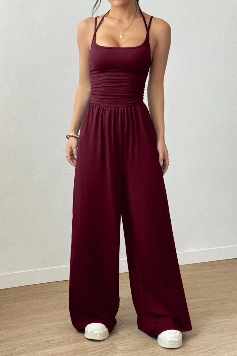 Spring Fall 2025 New Arrival Women's Jumpsuit Solid Color Double-Strap Relaxed-Fit Casual Pants Y2k Clothing