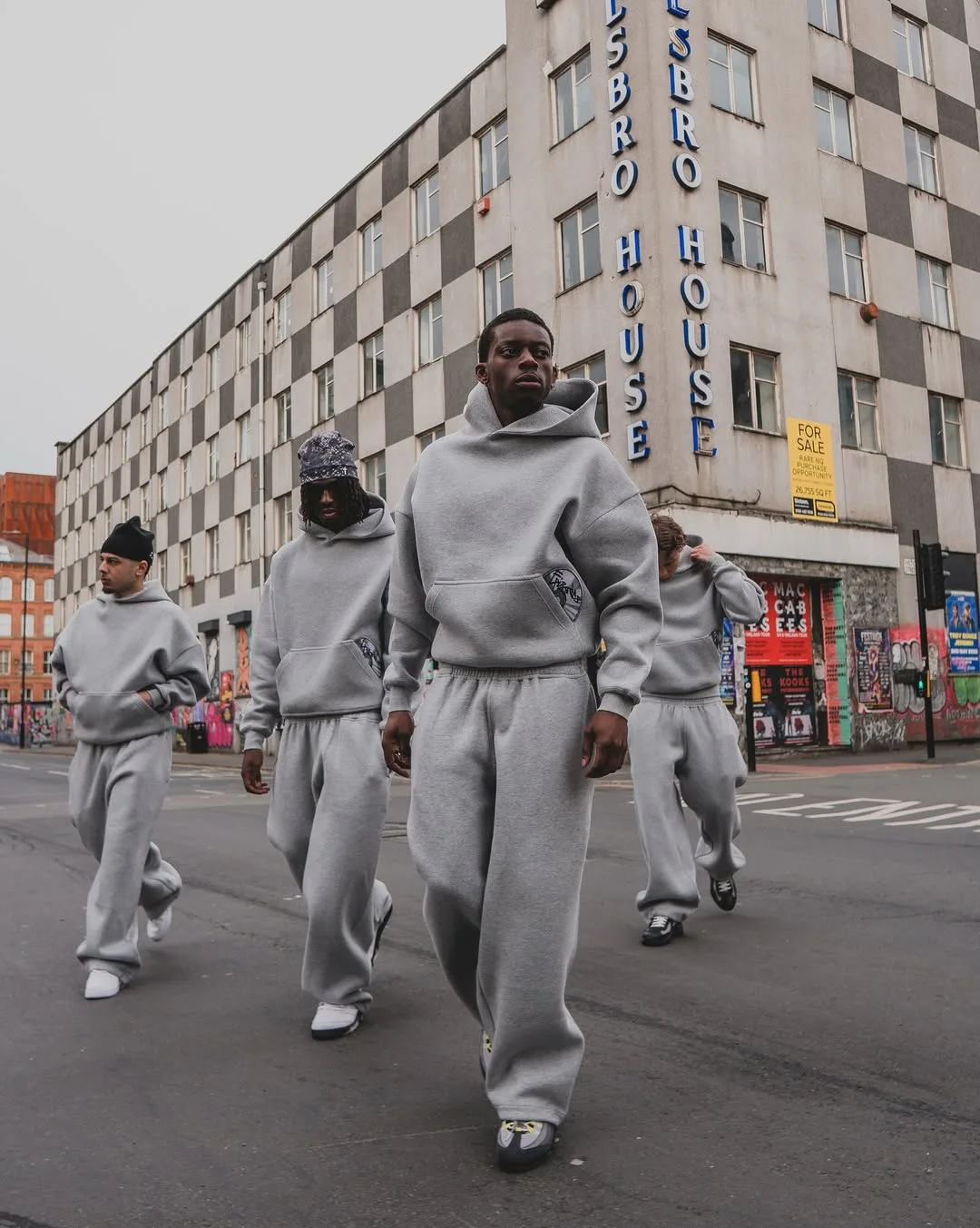 Men's Black Gray Hoodie Sweatpants Set Casual Streetwear