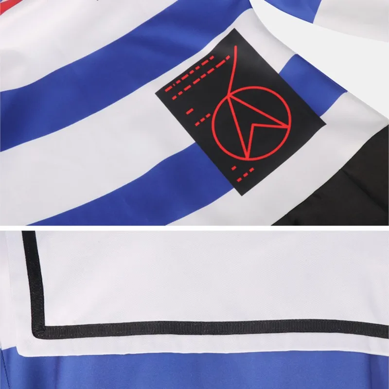 AHUND DLINE Last Defense Academy Amemiya Taibi Striped Everyday Outfit Cosplay Costume Full Set Uniform Halloween Carnival Party