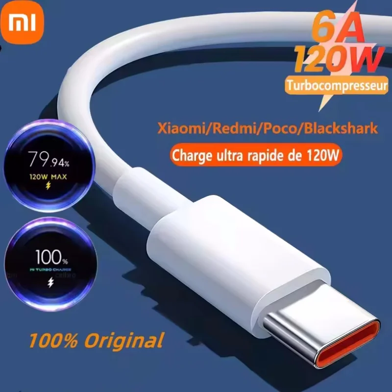 Xiaomi Original Usb Type C Cable 120W 67W Turbo Fast Charger Mi 15 14 13 12T Pro 12 11 Ultra Poco X6 X7 Redmi Note Black Shark 5
