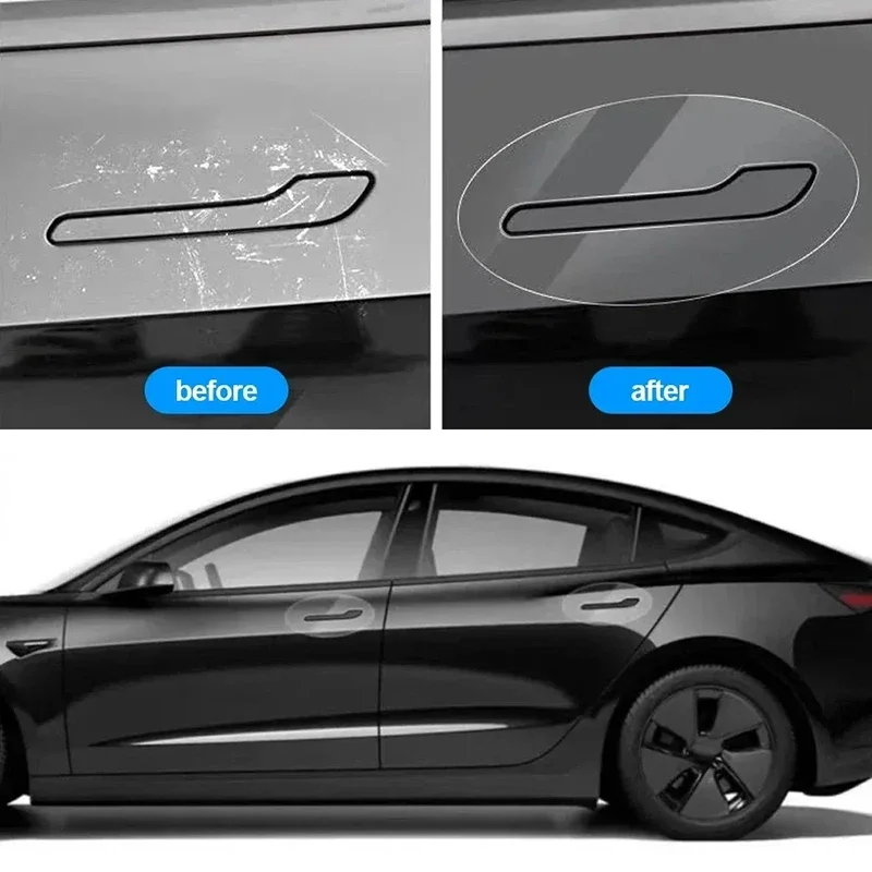 Car Door Handle Scratch Protector TPU Film Invisible Paint Protection Sticker Compatible with Tesla Model 3 Model Y 2017-2025