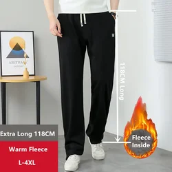 Extra Long 118CM Sweatpants Tall Men 190CM Straight Sports Casual Loose Fleece Autumn Winter Thick Trousers Black Track Pants