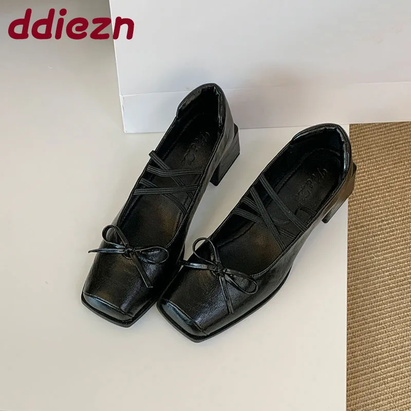 

Новая женская обувь на низком каблуке, туфли-лодочки, шлепанцы для женщин, мягкие модные элегантные женские туфли на мелком каблуке с узлом-бабочкой