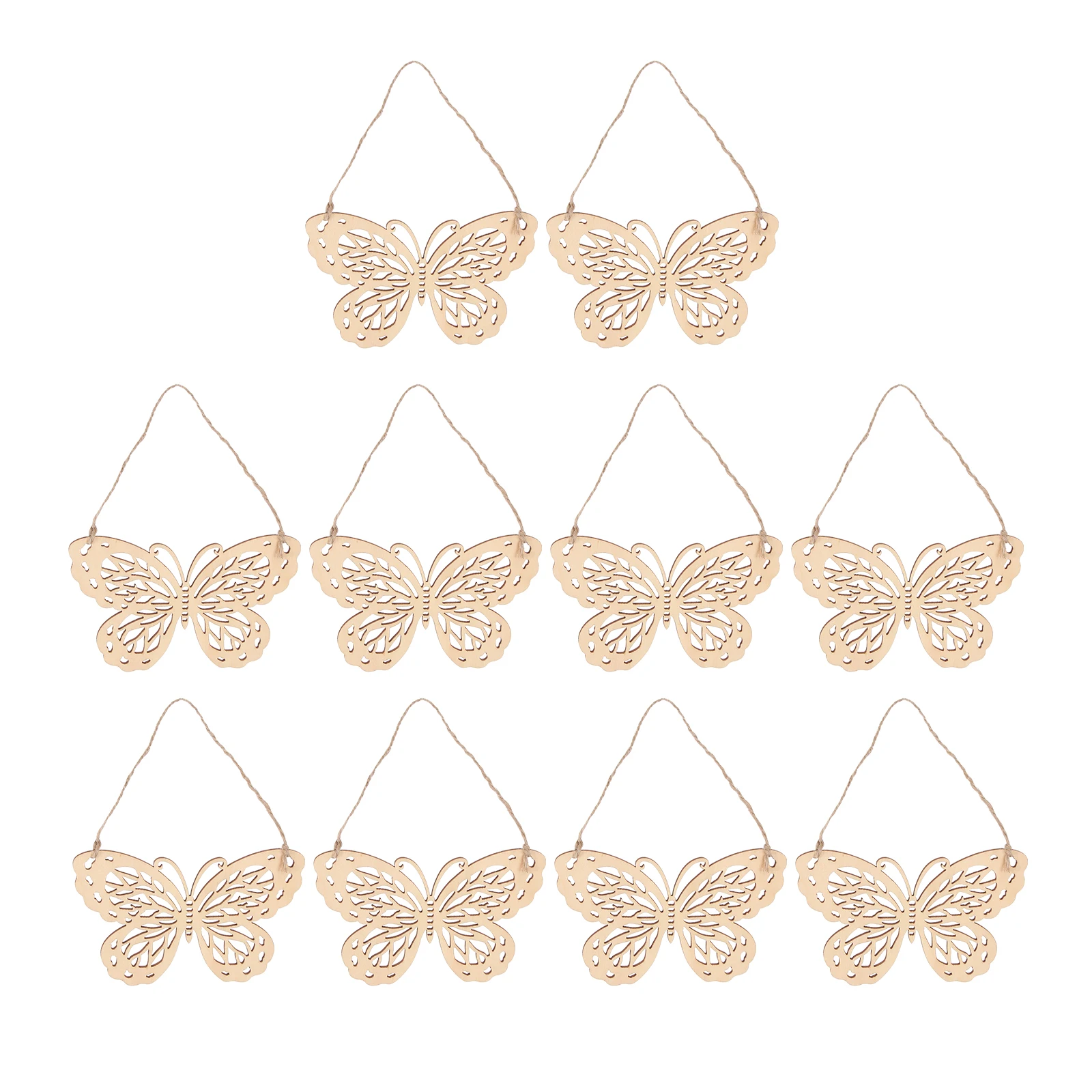 

10 Pcs Butterfly Pendant Wood Slice Hollow Out Spring Decor Craft Painted Scene nament Unique Pattern High Class Material Round
