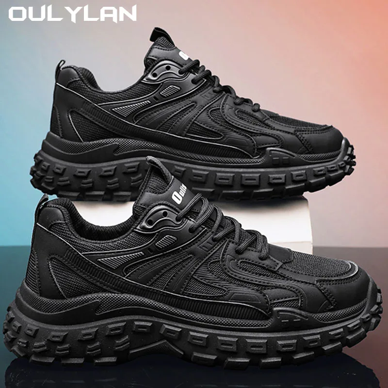 

Oulylan Men Casual Sport Shoes Breathable Lightweight Sneakers Outdoor Mesh Black Running Shoes Athletic Jogging Walking Shoes