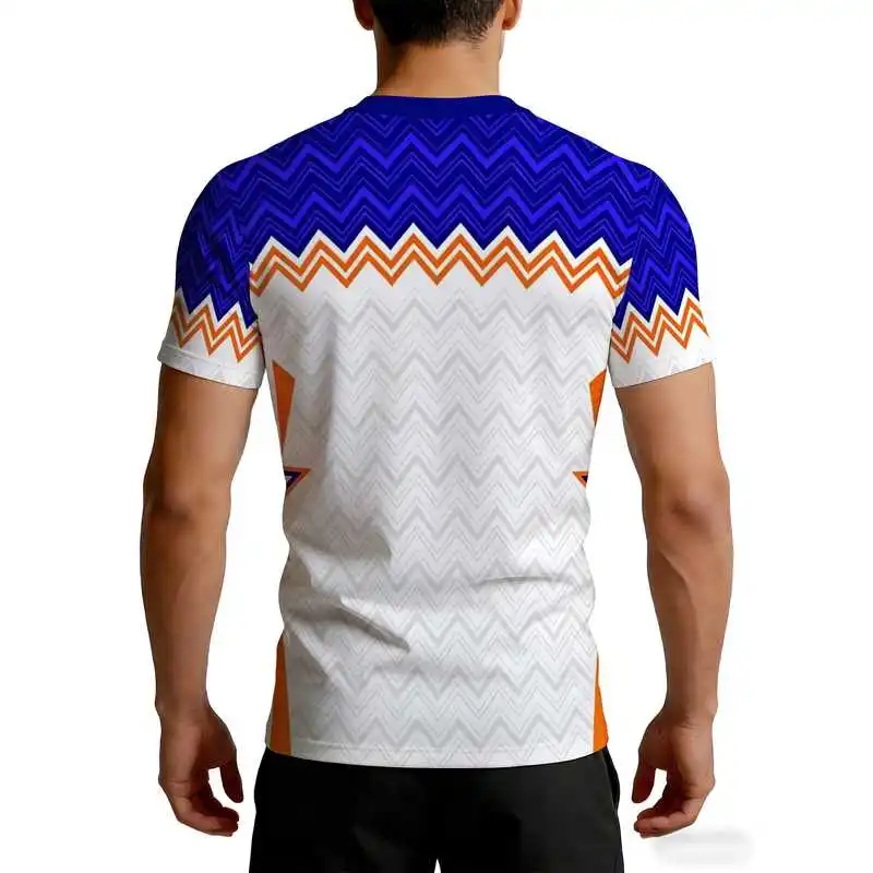 Summer men's trendy color-blocking sports and fitness wearTBreathable,high-elasticity,short-sleeve pattern printed training top