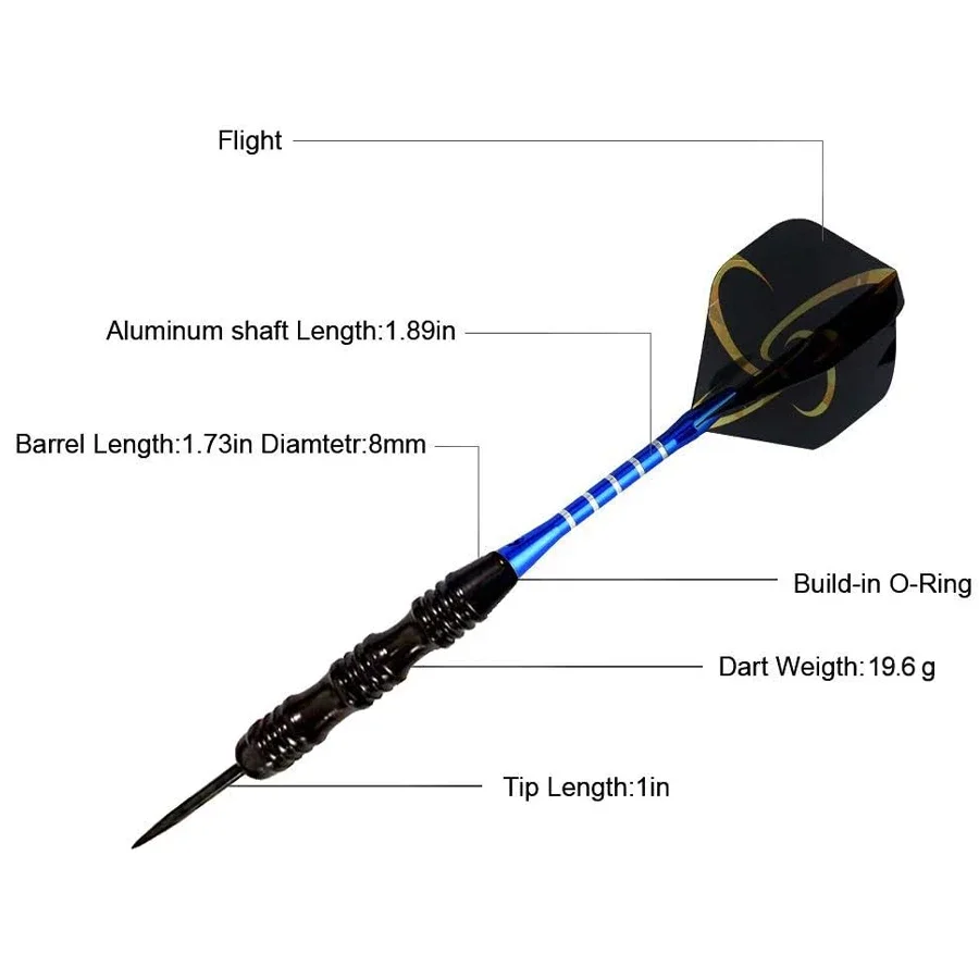 Professional Steel Tip Darts Set -  Metal Tip Darts with Colorful Aluminum Shafts,Flights & Protectors - Dart Accessories Kit