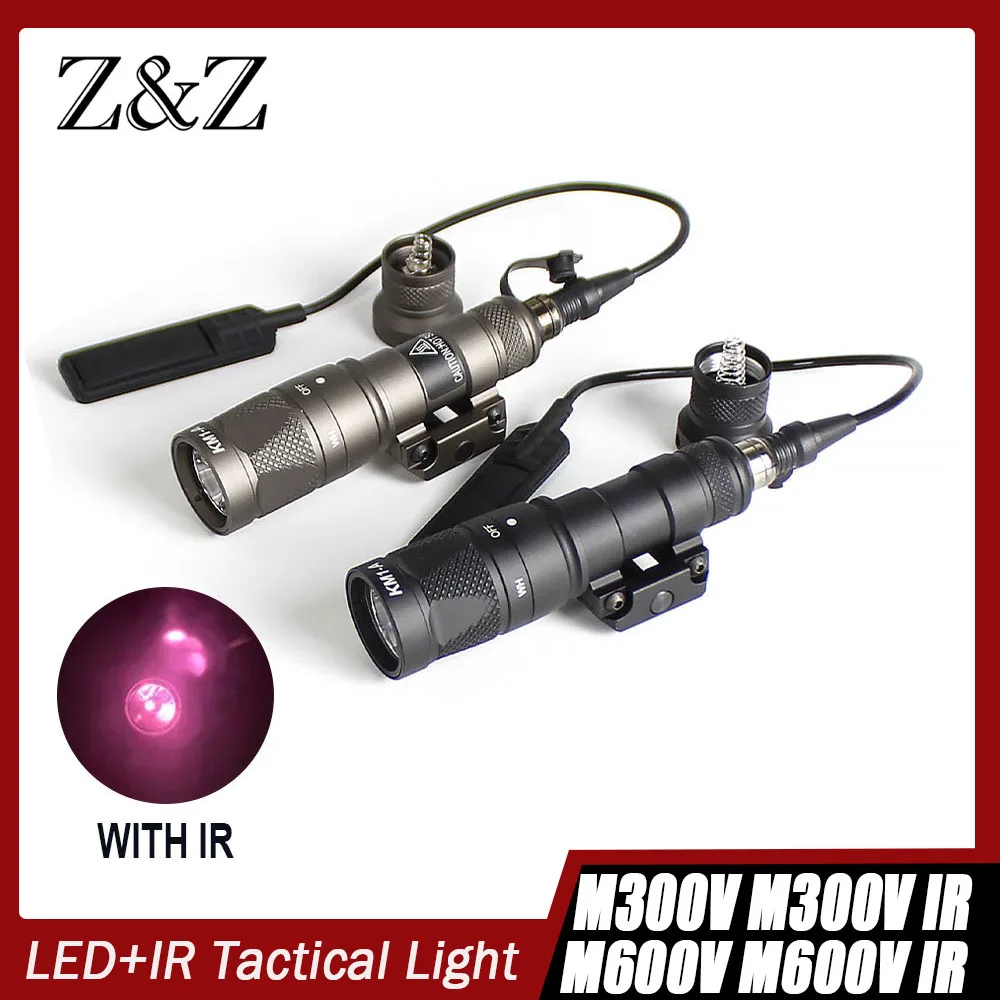 

Tactical M300V M600V IR Infrared Flashlight LED White Scout Light Rifle Weaponlight Hunting Rail Mount Fit 20MM Rail