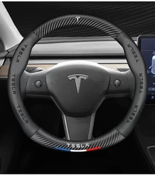 DIY Carbon Fiber Leather Car Steering Wheel Covers Luxury Car steering-wheel Cover For Tesla Model 3 Model X Model S Model Y