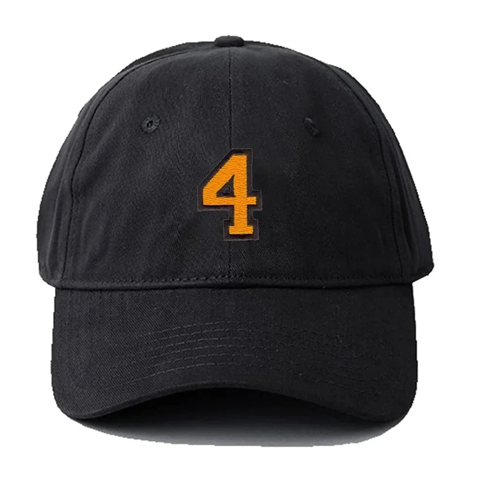 Men's Baseball Cap Number 4 Embroidery Hat Black Embroidered Casual Baseball Caps