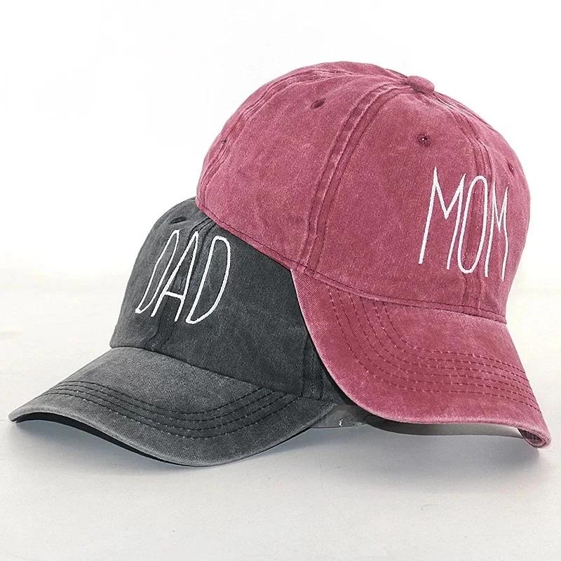 

Retro Washed Cotton Baseball Caps Fashion DAD MOM Letter Embroidery Women Men Hats Outdoor Sport Visors Snapback Breathable Cap