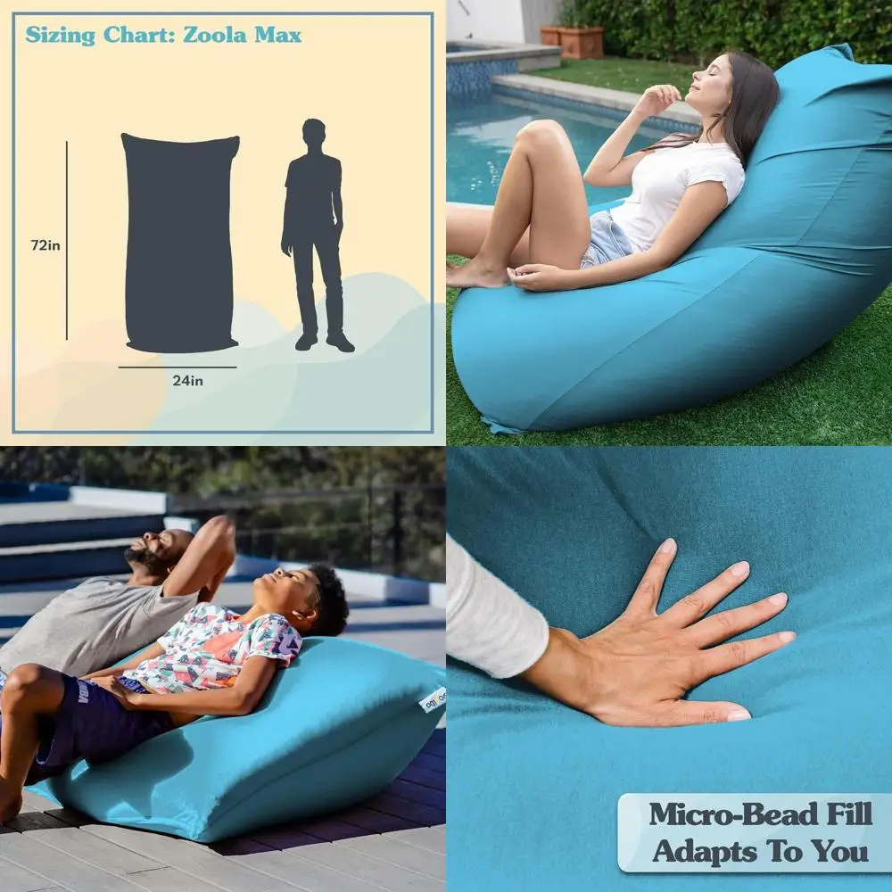 

Large Outdoor Bean Bag Chair Lounger for Adults - Oversized, Comfortable Patio Pool Deck Furniture with Water-Resistant, Washabl