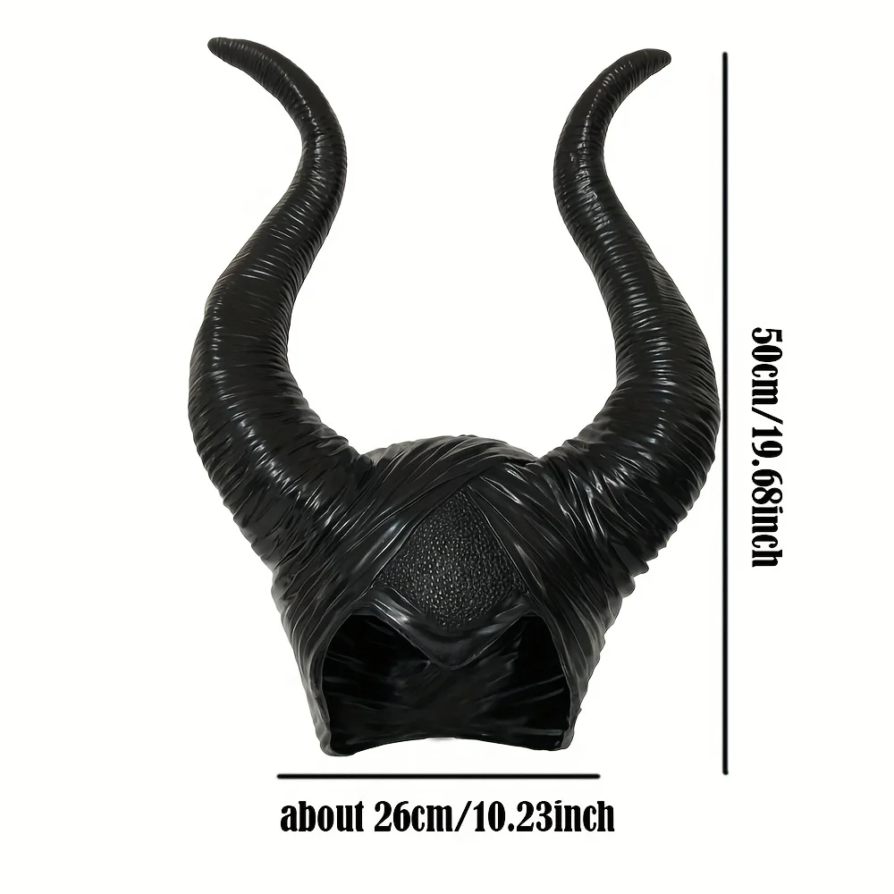 Big Black Ox Horns หมวกแม่มด Headpiece หมวก, Queen คอสเพลย์ผู้หญิงฮาโลวีนเครื่องแต่งกาย, อะนิเมะ Headdressing Up Party Props