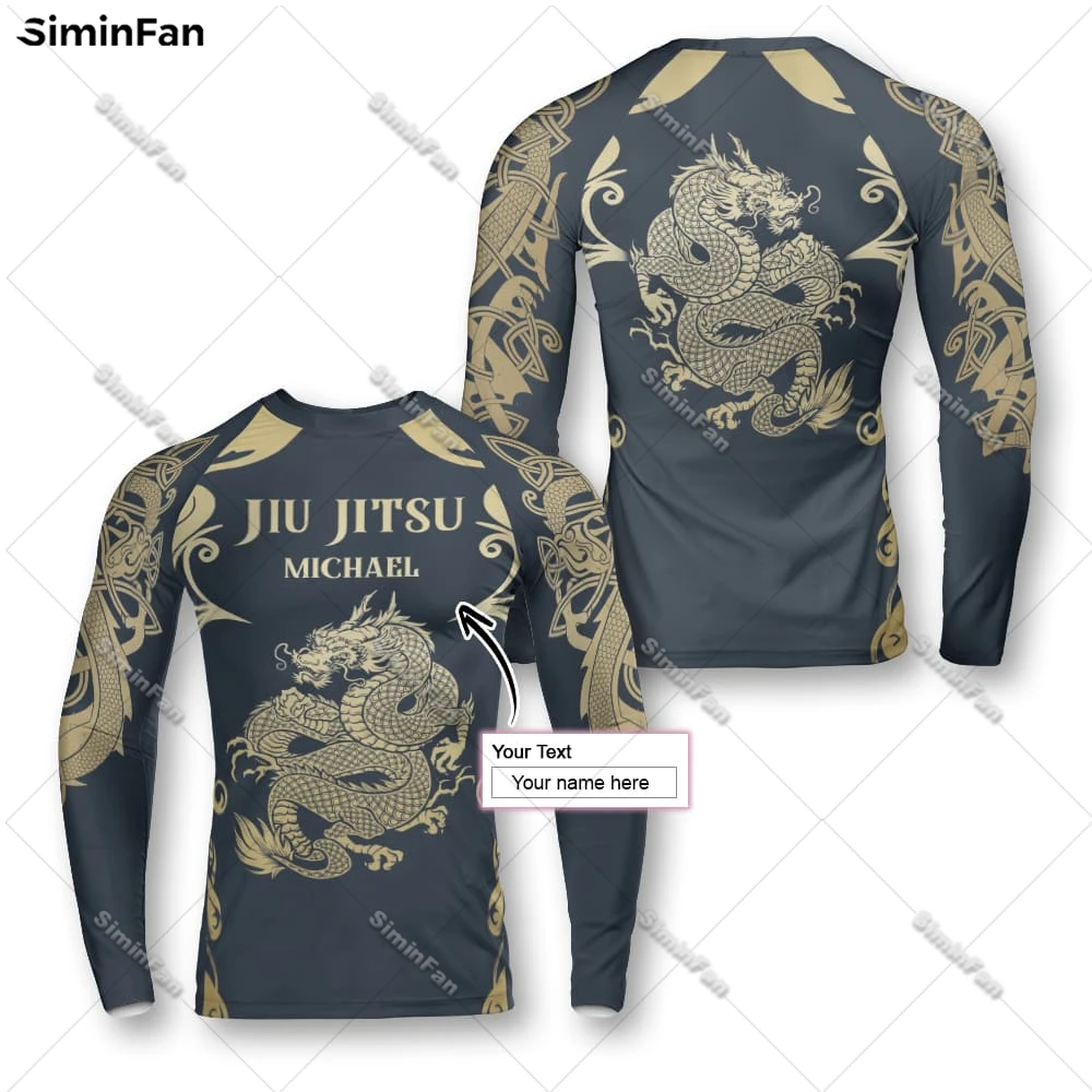 Personalized Brazilian Jiu-Jitsu Dragon Tribal 3D Printed Mens Long Sleeve Shirts Male Pullover Sweatshirts Unisex Female Top