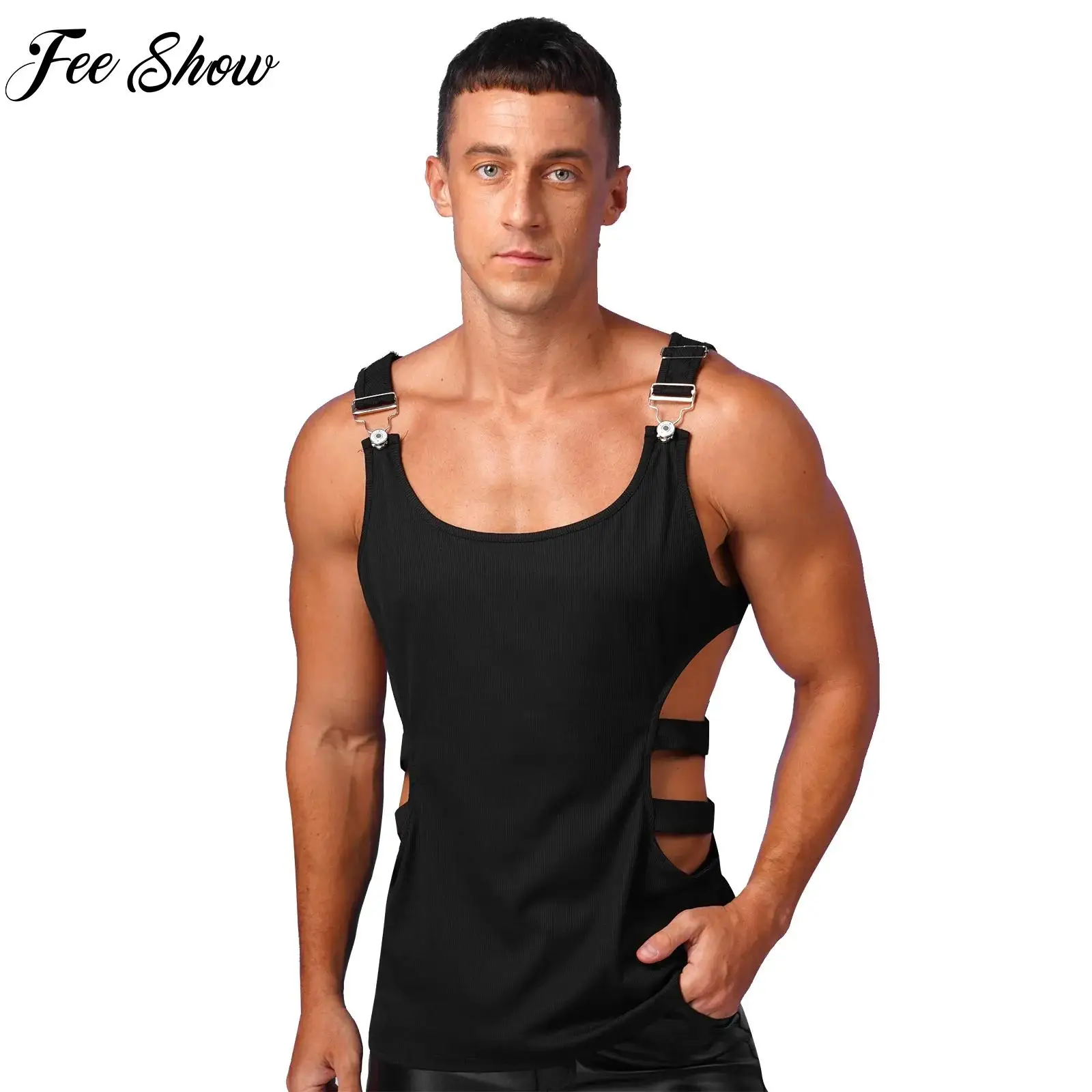 

Gym Tank Top Men T-shirts Slim Fit Bodybuilding Sports Fitness Ribbed Vest Tops Breathable Hollow Out Sleeveless Shirts Clubwear